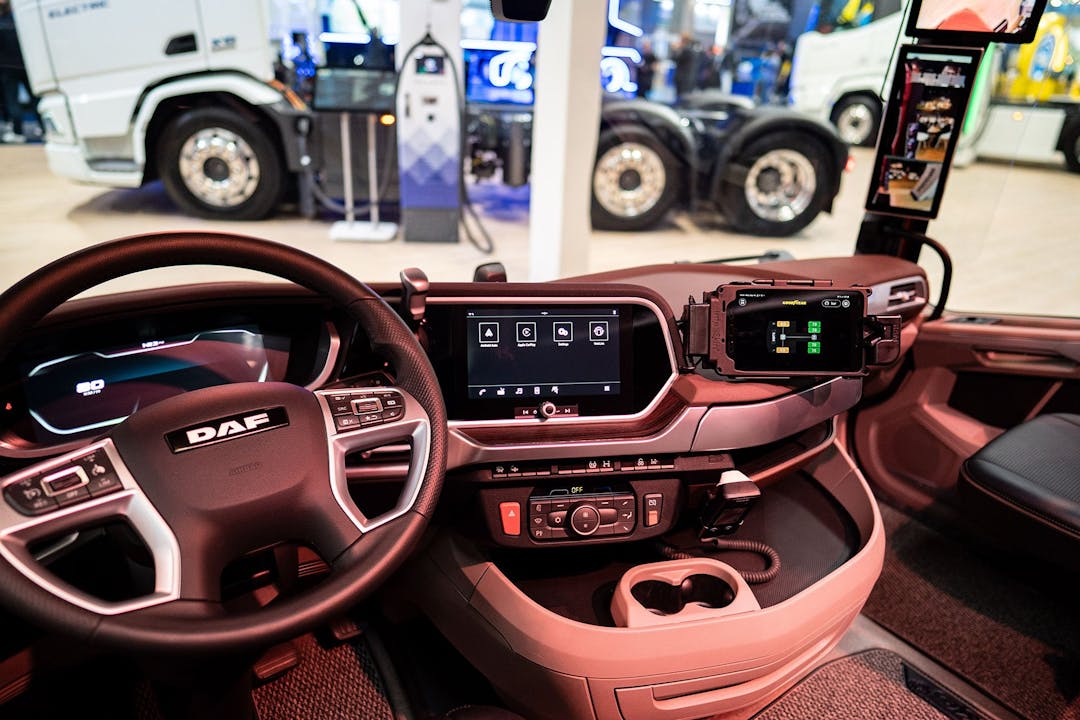 Goodyear DriverHub application running inside truck cab